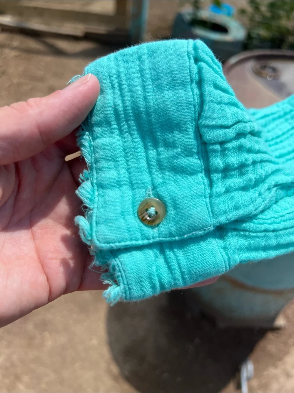 Natural Reflections turquoise Gauze Shirt 100 percent cotton Boho Beachy Country